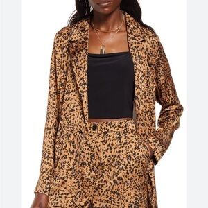 Open Edit Nordstrom Brown and Black Abstract Print satin Blazer